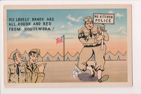 Military Comic Postcard - HIS LOVELY HANDS ARE ROUGH, RED - SW0097