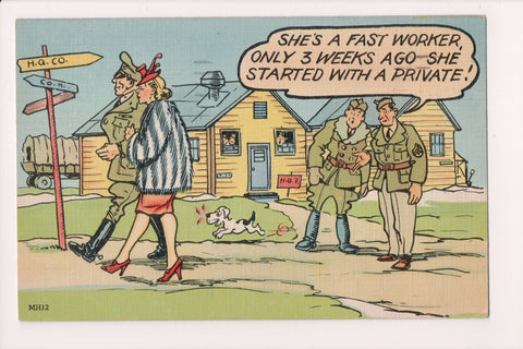 Military Comic Postcard - SHE's A FAST WORKER - VT0263