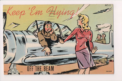 Military Comic Postcard - KEEP EM FLYING, OFF THE BEAM - VT0275