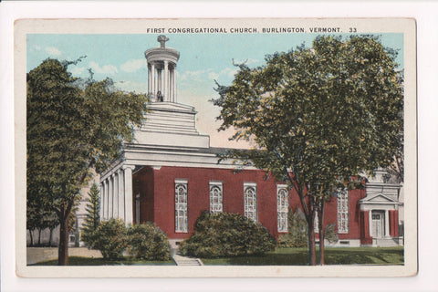 VT, Burlington - First Congregational Church postcard - w01378