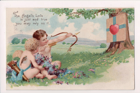 Valentine postcard - Angels Love - shooting arrow at heart - w02087