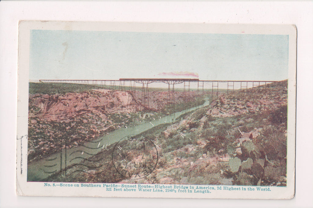 Train - Railroad - Southern Pacific - Sunset Route - Highest bridge - w03563