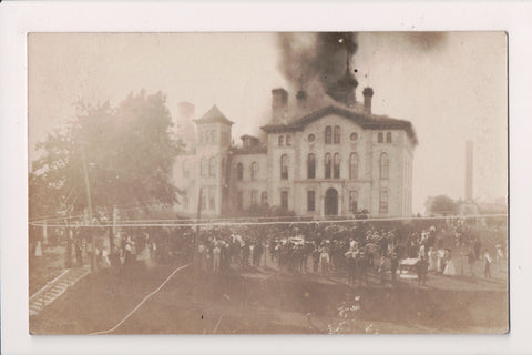 WI, Jefferson - High School on FIRE - 1907 RPPC - SL2765