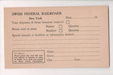 NY, NEW YORK CITY - Swiss Federal Railroads mailing card - w05117