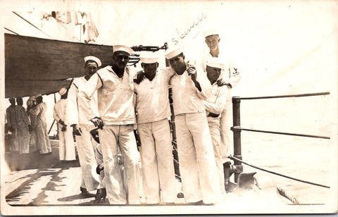 MISC - Military Men in uniform -  Navy guys posing on ship - RPPC -  2K0082 okey