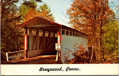 PA, Breezewood - Covered Bridge closeup - vintage postcard - 2k0600