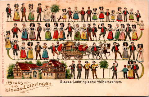 Foreign postcard - ALSACE, Germany Gruss Aus, Elsass-Lothringen - 2k0661