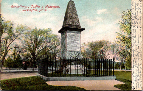 MA, Lexington - Revolutionary Soldiers Monument close up postcard - 2k1079