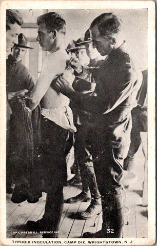 NJ, WRIGHTSTOWN - Camp Dix - Typhoid Inoculation up close postcard - 2k1312