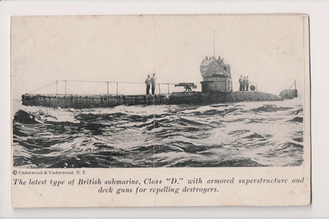 Ship Postcard - BRITISH SUBMARINE, Class D with deck guns postcard - 2k1355