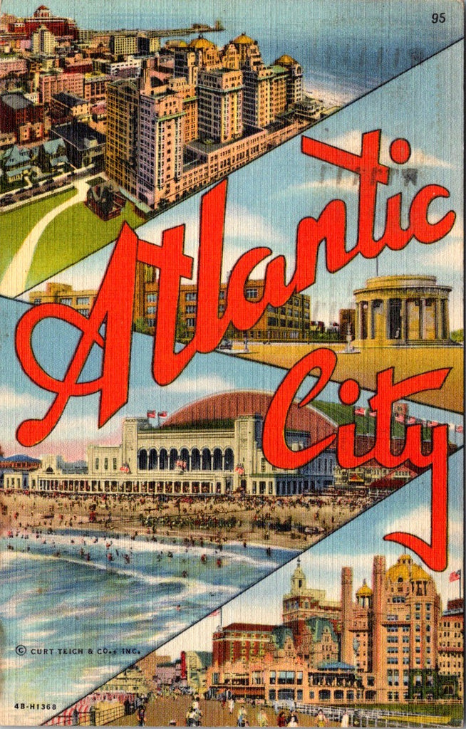 NJ, ATLANTIC CITY - Large Letter - Curt Teich postcard - 2k1360