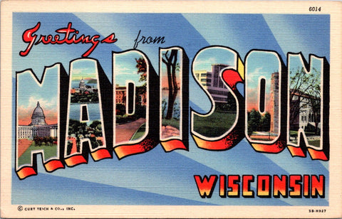 WI, MADISON - Large Letter greetings from postcard - 2k1519-#1