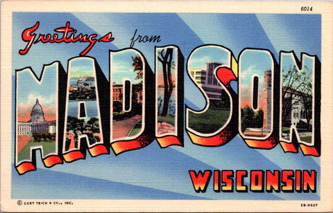 WI, Madison - Large Letter greetings from postcard - 2k1519-#1