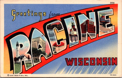 WI, Racine - Greetings From postcard - 2k1520