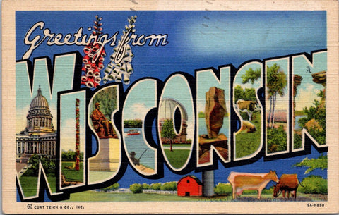 WI, Wisconsin - Greetings From - Large Letter postcard - 2k1522