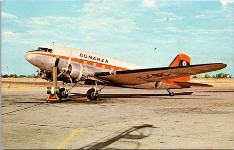 Plane postcard - BONANZA Airlines Douglas DC-3 close up postcard - 2k1633