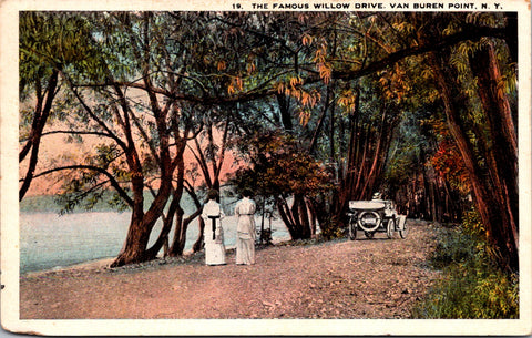 NY, Van Buren Point - Willow Drive, car, ladies postcard - 2k1642