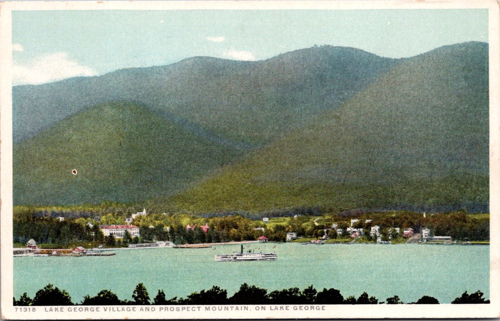 NY, LAKE GEORGE - village & shoreline postcard - 2k1666