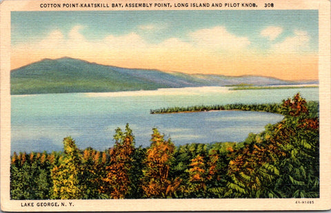 NY, LAKE GEORGE - Assembly Point, Cotton Point-Kaatskill Bay postcard - 2k1668