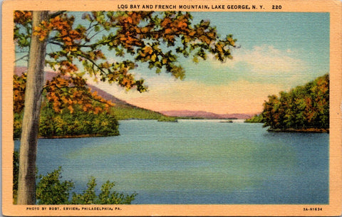NY, LAKE GEORGE - Log Bay, French Mountain postcard - 2k1670