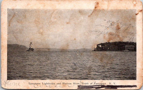NY, Tarrytown - Lighthouse and Hudson River postcard - 2k0500