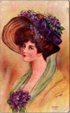 People - Female postcard - Pretty Woman, large hat - HELEN  - 2k0639