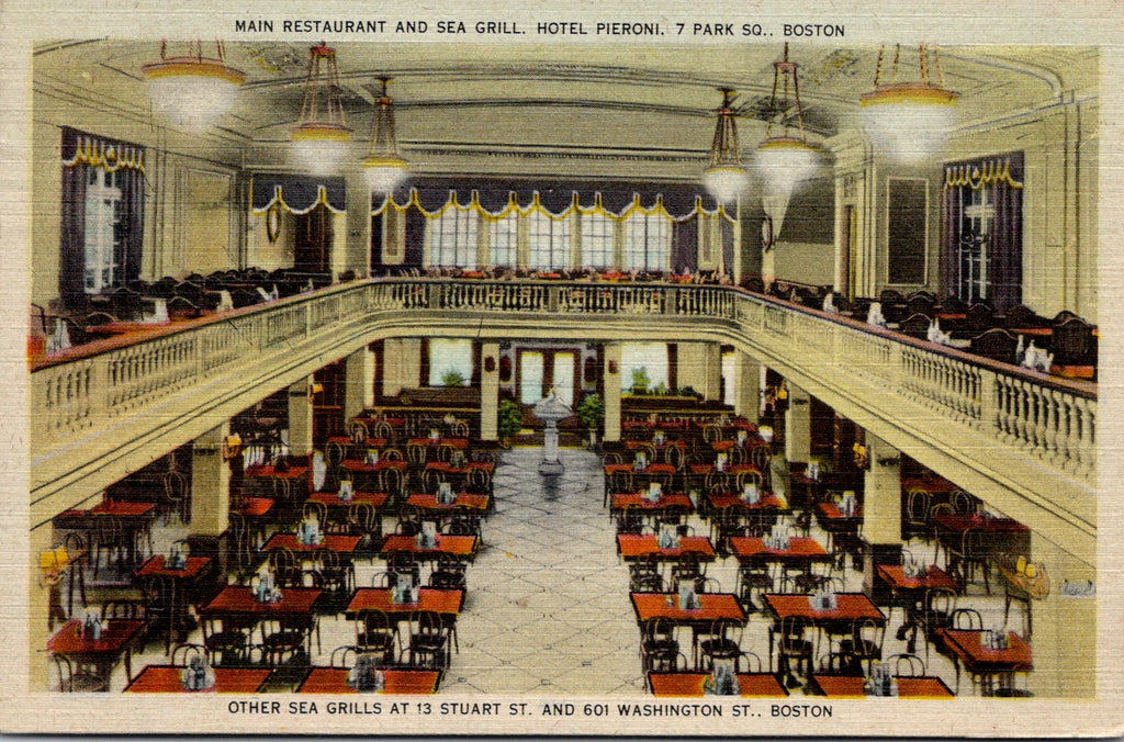 MA, BOSTON - Hotel Pieroni 2 story restaurant - 1947 postcard - 2k0711