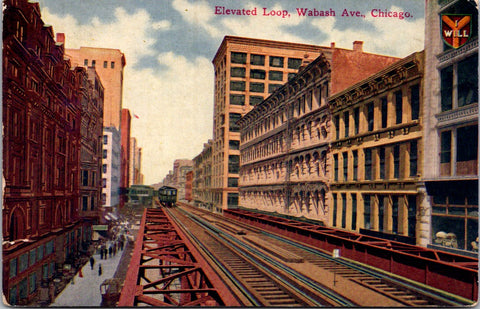 IL, Chicago Illinois - Elevated Loop, Wabash Ave postcard