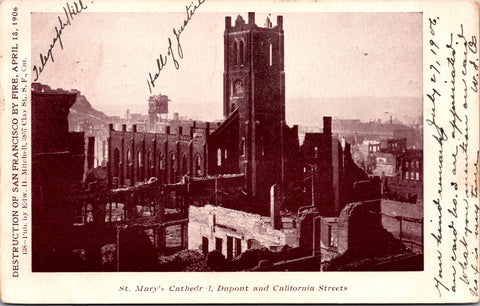 CA, SAN FRANCISCO - St Marys Cathedral aftermath - 1906 postcard - 2k0857