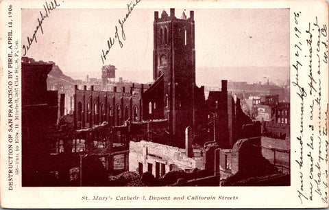CA, San Francisco - St Marys Cathedral aftermath - 1906 postcard - 2k0857