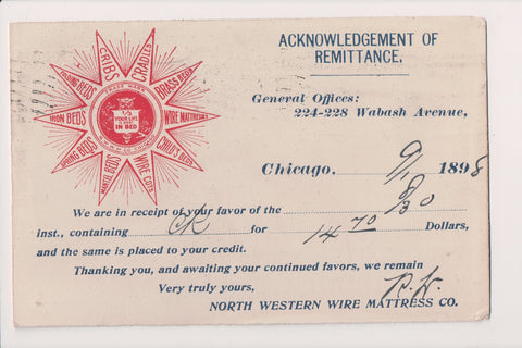 IL, CHICAGO - North Western Wire Mattress Co (1898) - Postal Card - 2k0922