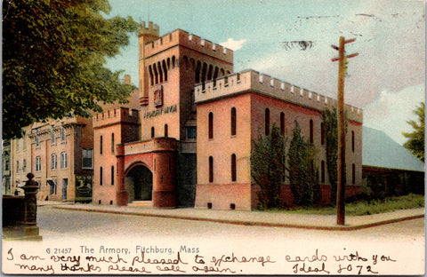 MA, FITCHBURG - Armory - 1908 Flag cancel on Rotograph postcard - 2k1211