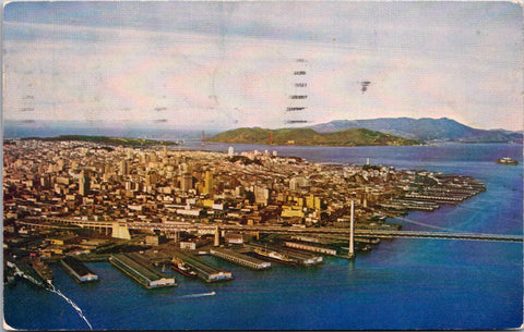 CA, SAN FRANCISCO - Waterfront Bird Eye View - 1949 postcard - 2k1636