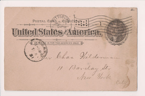 PA, PITTSBURG - 1897 Postal Card, Flag killer with a 1 in it - 405195