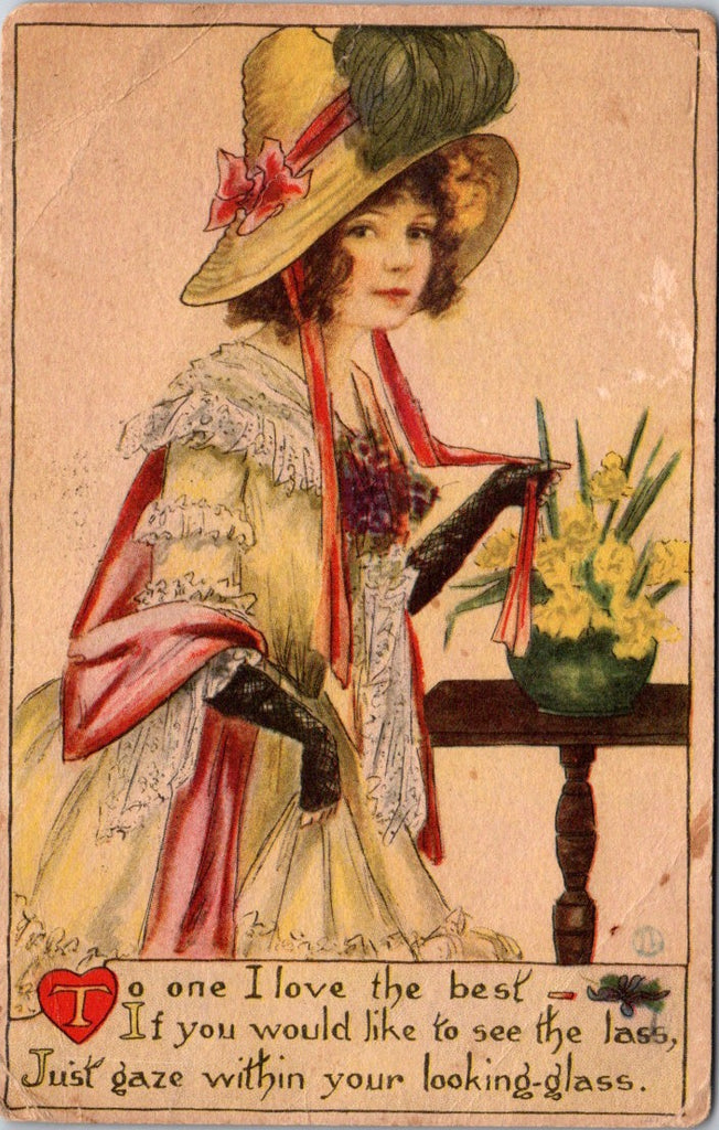 People - Female postcard - Pretty Woman, large hat - 500087
