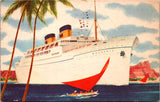 Ship Postcard - MATSONIA close up with Stats - 1960 postcard - 500175
