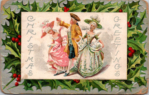 Xmas - Christmas Greetings - Colonial dressed people postcard - 500501