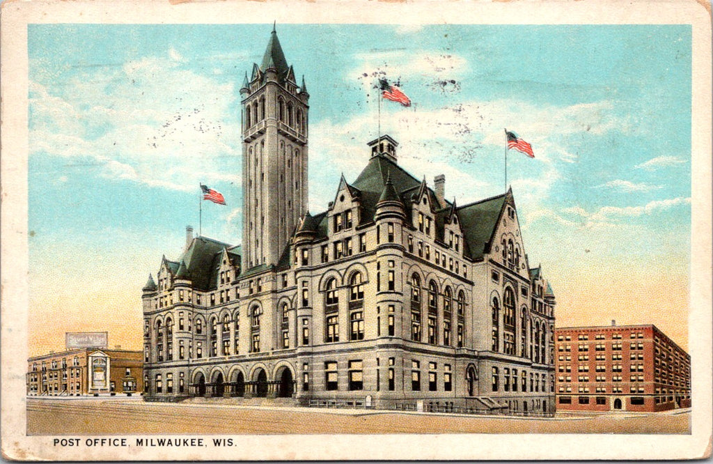 WI, MILWAUKEE - Post Office, PO - 1927 postcard - 500671