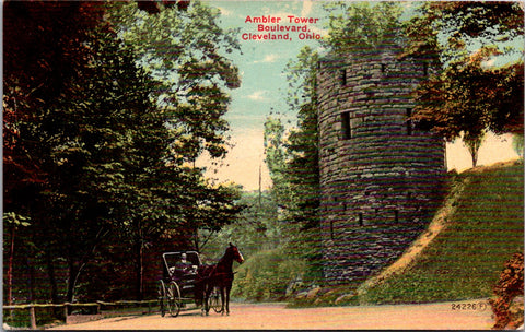 OH, Cleveland - Ambler Tower Boulevard, horse & Buggy postcard - 501134