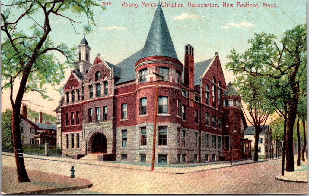 MA, New Bedford - Young Mens Christian Assoc bldg - H S Hutchinson postcard