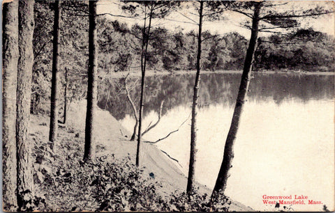 MA, WEST MANSFIELD - Greenwood Lake, shoreline @1935 (original SOLD) 606145
