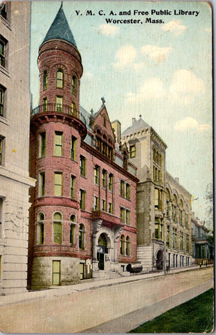MA, WORCESTER - YMCA and Free Public Library postcard - 606160