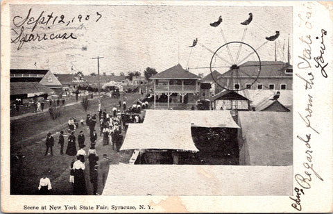 NY, Syracuse - New York Fair, ferris wheel, buildings etc postcard - 606211