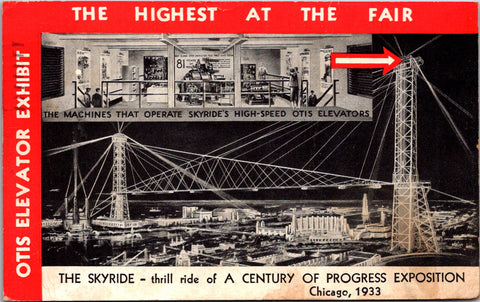 IL, Chicago - Century of Progress Worlds Fair - Otis Elevator Exhibit postcard -