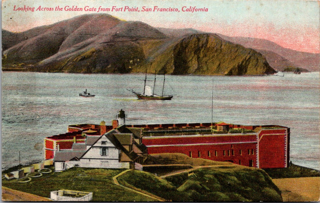 CA, SAN FRANCISCO - Fort Point, lighthouse and view from Golden Gate postcard -