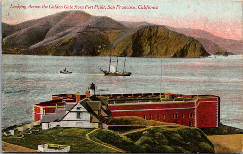 CA, SAN FRANCISCO - Fort Point, lighthouse and view from Golden Gate postcard -