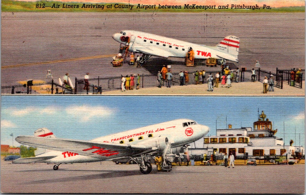 Plane postcard - Airport between McKeesport & Pittsburgh, PA - 700193