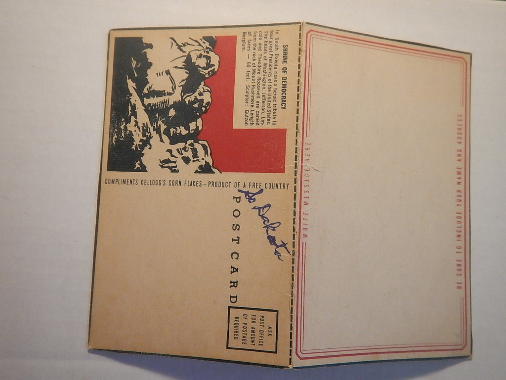 SD, BLACK HILLS - Shrine of Democracy, Mt Rushmore, Kelloggs advertisement - 800