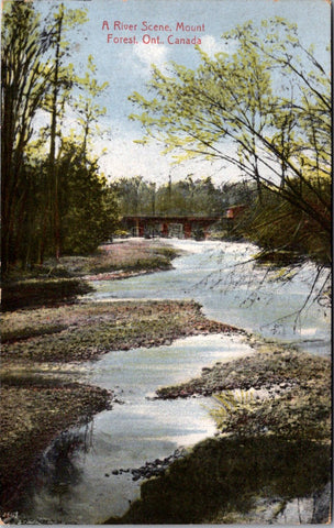 Canada - MOUNT FOREST, ON - river, bridge scene postcard - 801040