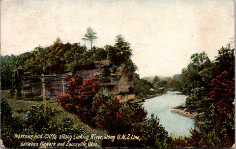 OH, ZANESVILLE - Licking River along GNZ Line - narrows, cliffs (original SOLD) A04111